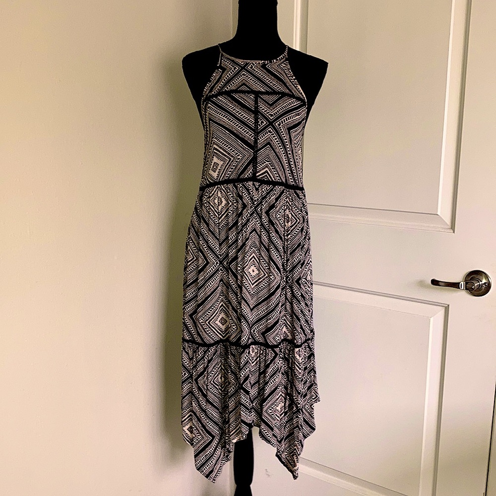 Cream and black print dress